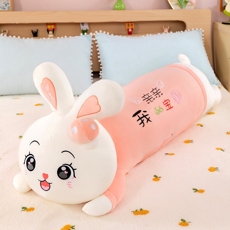Cute Mushroom Rabbit Hugging Pillow, Perfect Sleep Companion for Girls, Childrens Plush Doll Long Body Cushion for Cozy Comfort