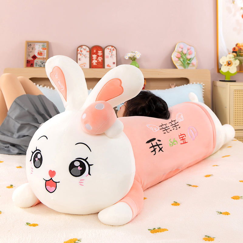 Cute Mushroom Rabbit Hugging Pillow, Perfect Sleep Companion for Girls, Childrens Plush Doll Long Body Cushion for Cozy Comfort