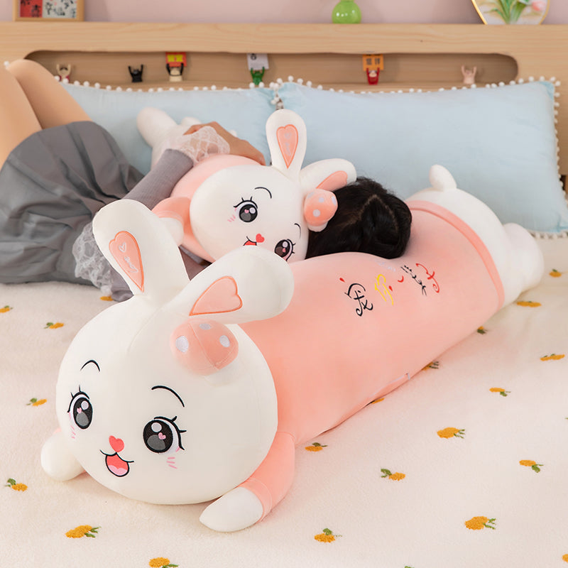 Cute Mushroom Rabbit Hugging Pillow, Perfect Sleep Companion for Girls, Childrens Plush Doll Long Body Cushion for Cozy Comfort