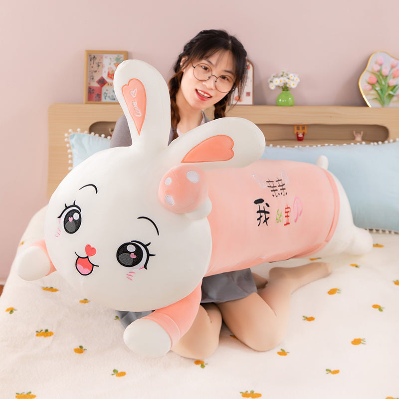 Cute Mushroom Rabbit Hugging Pillow, Perfect Sleep Companion for Girls, Childrens Plush Doll Long Body Cushion for Cozy Comfort