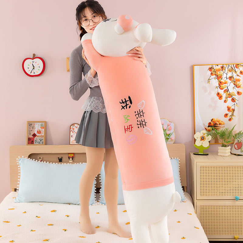 Cute Mushroom Rabbit Hugging Pillow, Perfect Sleep Companion for Girls, Childrens Plush Doll Long Body Cushion for Cozy Comfort
