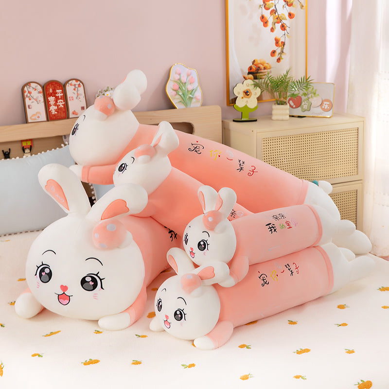 Cute Mushroom Rabbit Hugging Pillow, Perfect Sleep Companion for Girls, Childrens Plush Doll Long Body Cushion for Cozy Comfort