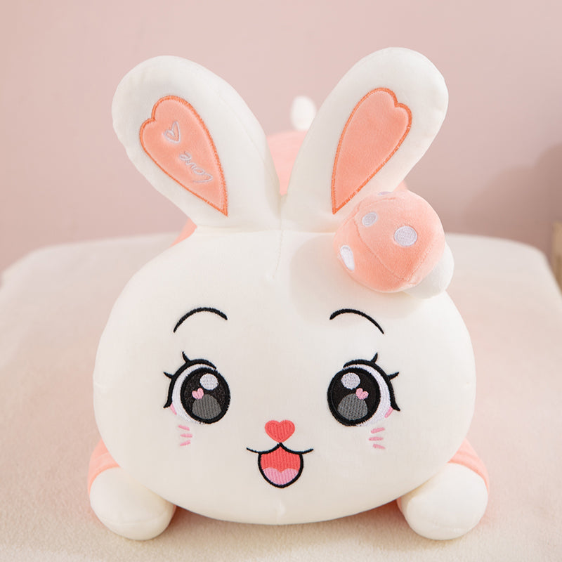 Cute Mushroom Rabbit Hugging Pillow, Perfect Sleep Companion for Girls, Childrens Plush Doll Long Body Cushion for Cozy Comfort
