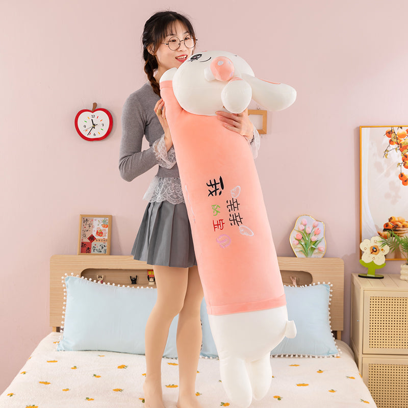 Cute Mushroom Rabbit Hugging Pillow, Perfect Sleep Companion for Girls, Childrens Plush Doll Long Body Cushion for Cozy Comfort